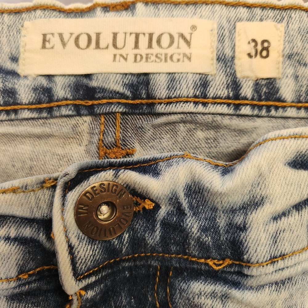 EVOLUTION IN DESIGN Mens Acid‎ Wash Distressed Ripped Jeans Size 38 - Picture 8 of 8